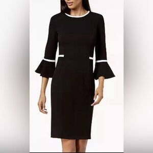 Calvin Klein Piped Bell Sleeve Sheath Dress Size 4